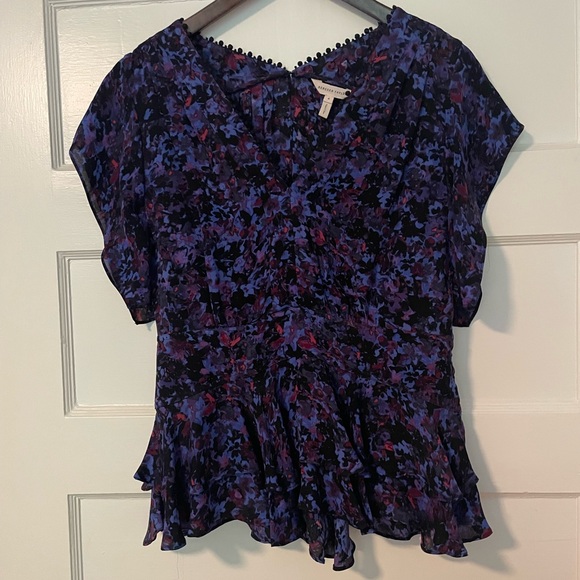 Rebecca Taylor Purple Drapes Bouquet Rhapsody 100% Silk Blouse - Size 4 - EUC! - Picture 3 of 8